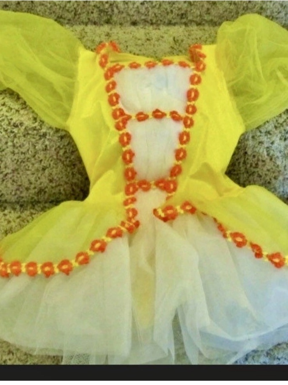 Yellow and White Floral Trim Kids Costume Dress